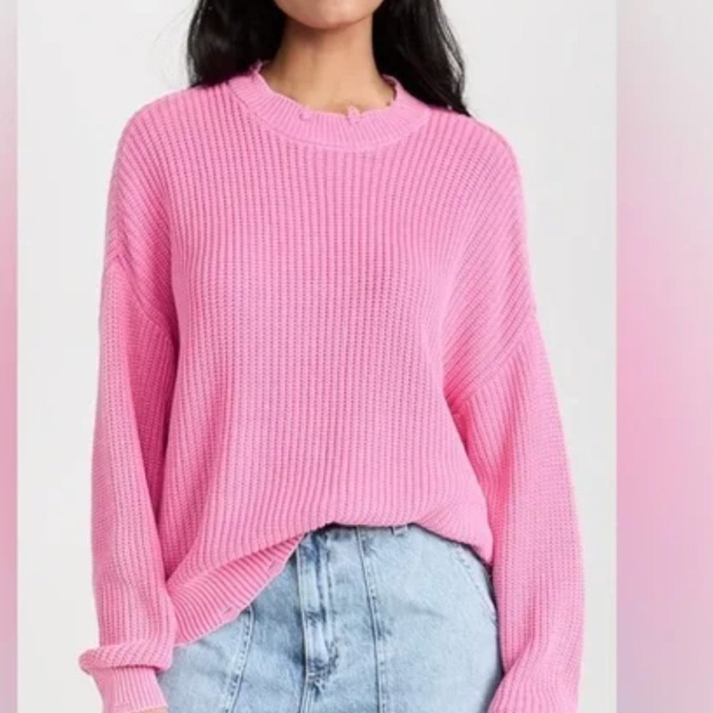 PISTOLA Denim Eva Crew Neck Sweater in Sandwashed Flamingo Pink